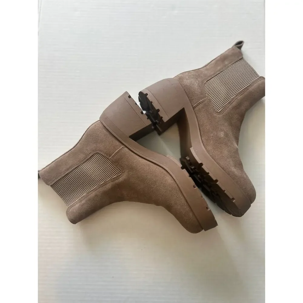 Steve Madden Brontey Chelsea Boots Women’s 8.5 Tan Suede Lug Sole Ankle